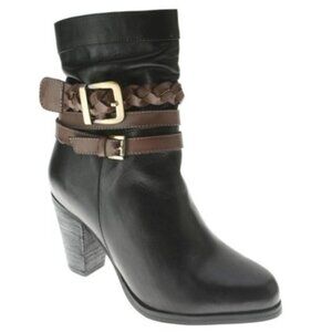NEW Spring Step Women Medina Black Braided Strap Accessory Zip Above Ankle Boot